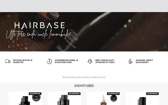 Hairbase -sivuston etusivu