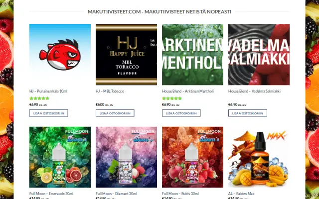 Makutiivisteet.com -sivuston etusivu