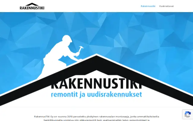 RakennusTiki -sivuston etusivu