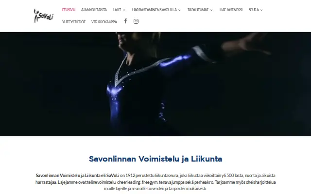 Savonlinnan Voimistelu ja Liikunta -sivuston etusivu