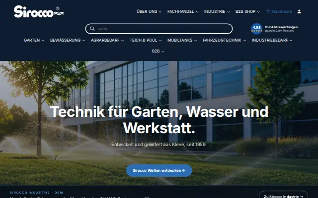 Sirocco GmbH -sivuston etusivu